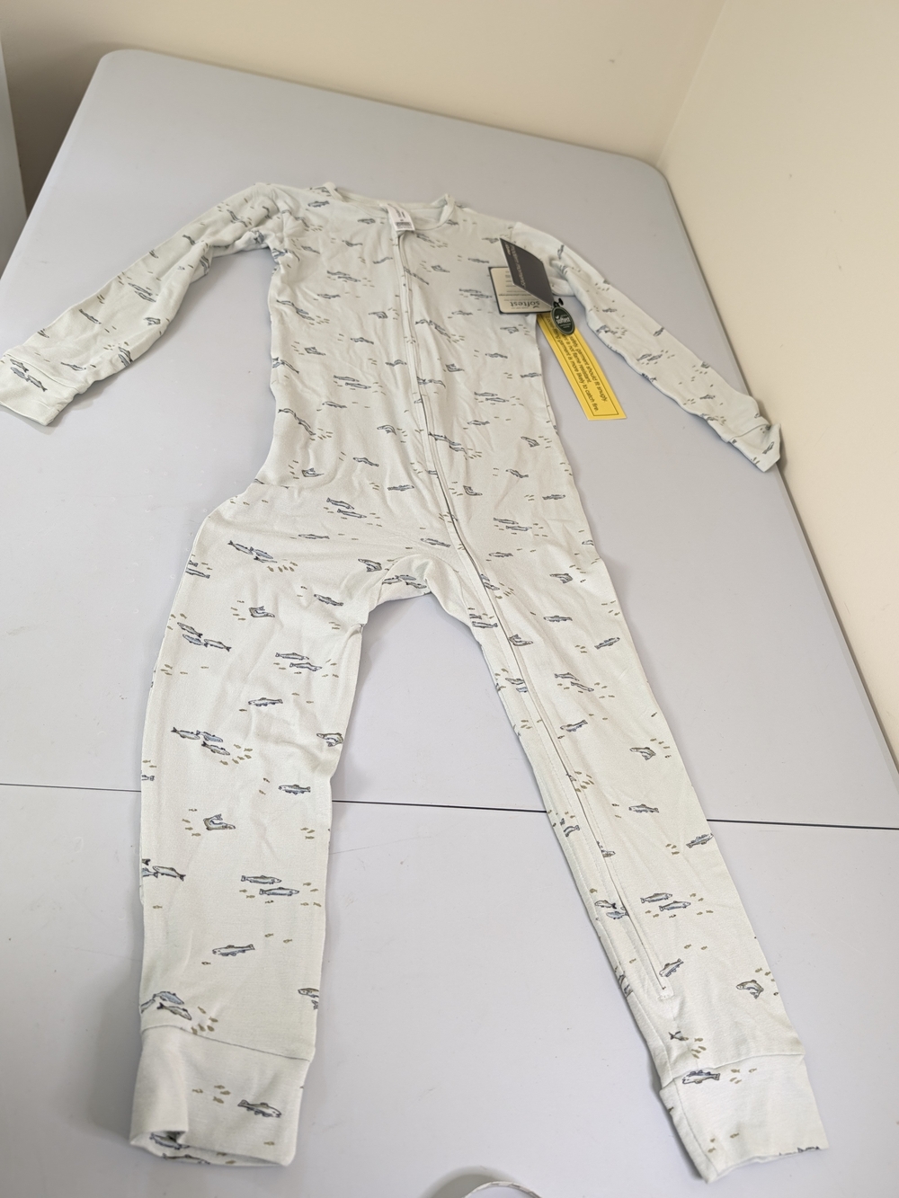 Baby Zip-Front Light Blue Printed Pajama One-Piece B23